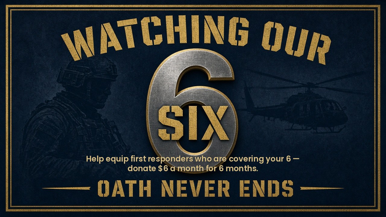 Watching Our Six — Help equip first responders who are covering your 6; donate $6 a month for 6 months